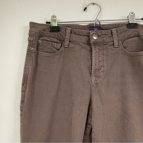 NYDJ Brown Rachel Roll Cuff Ankle Jeans Lift Tuck Technology Womens 10 Stretchy - Picture 7 of 15